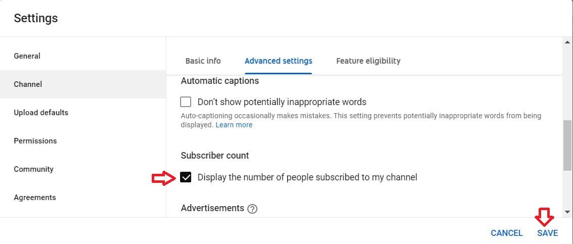 Display number users subscribed channel