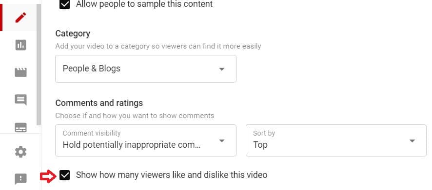 How to show Likes and Dislikes to my video